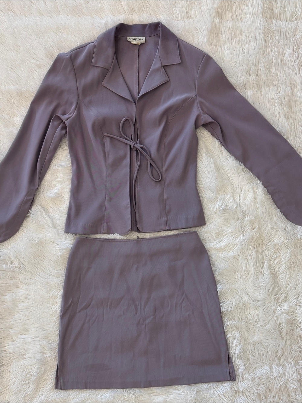 Wrapper Mauve Tie-Waist Skirt Set